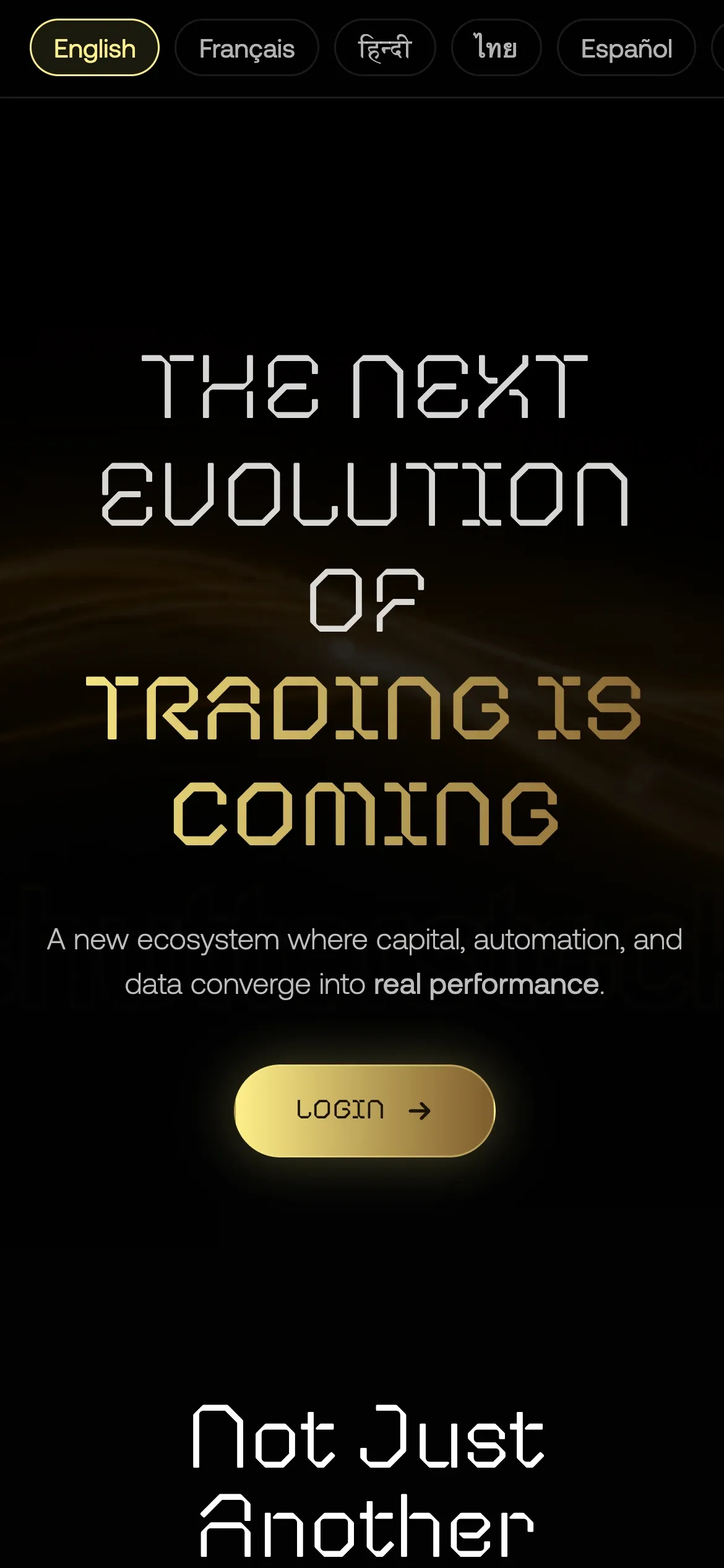 UNX hero with the language switcher on mobile