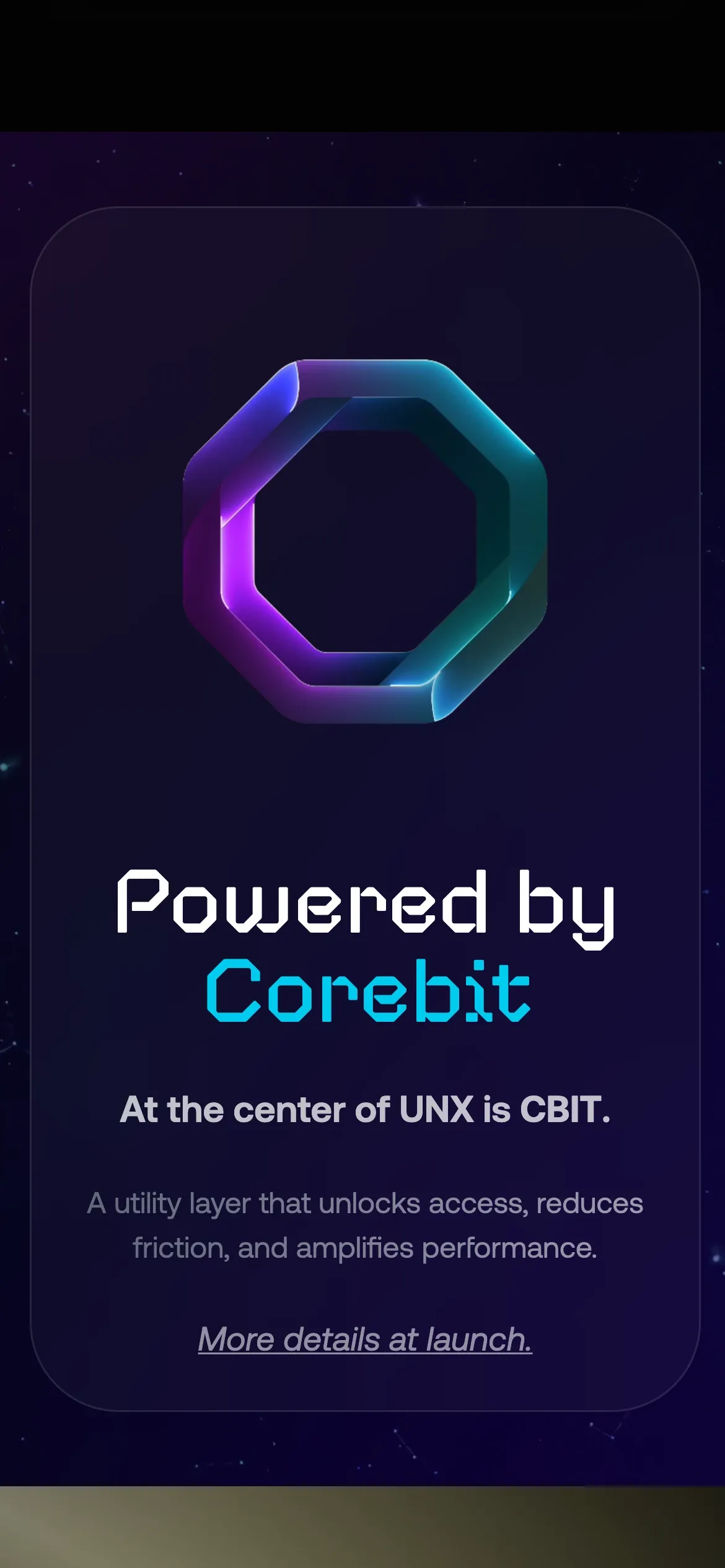 UNX Corebit section on mobile